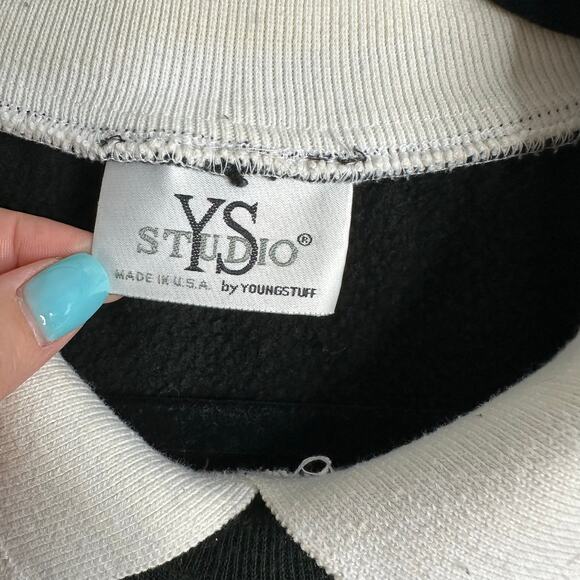 YS Studio Glittery cat and sunflower black pullover sweatshirt with collar - Picture 3 of 5